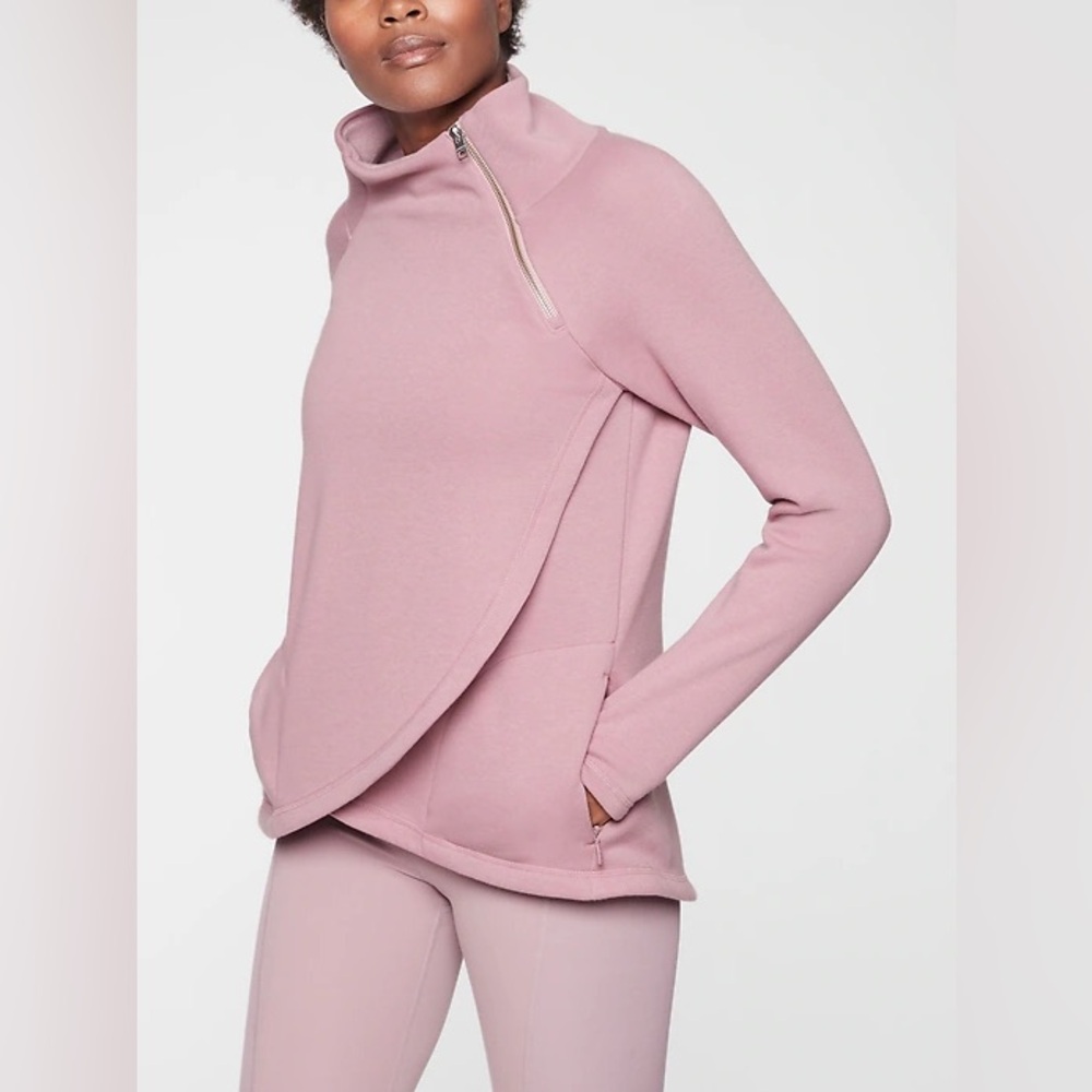 Athleta Cozy Karma Asymmetrical Mauve Pullover - Size Small